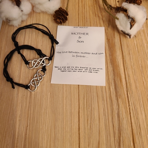 🖤🖤BACK IN STOCK🖤🖤Very Nice Mother and Son Double Infinity Bracelets in BLACK - Picture 9 of 12